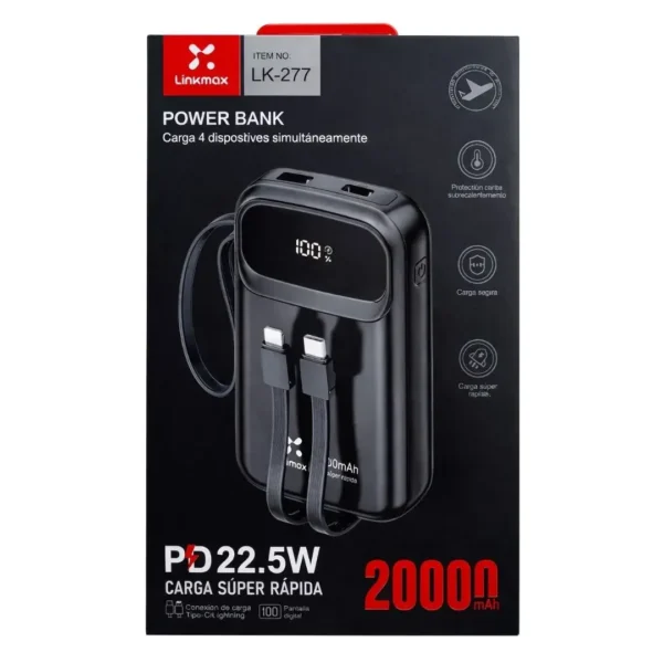 277777777 Power Bank 20 000 mAh con Carga Rápida - LK-277