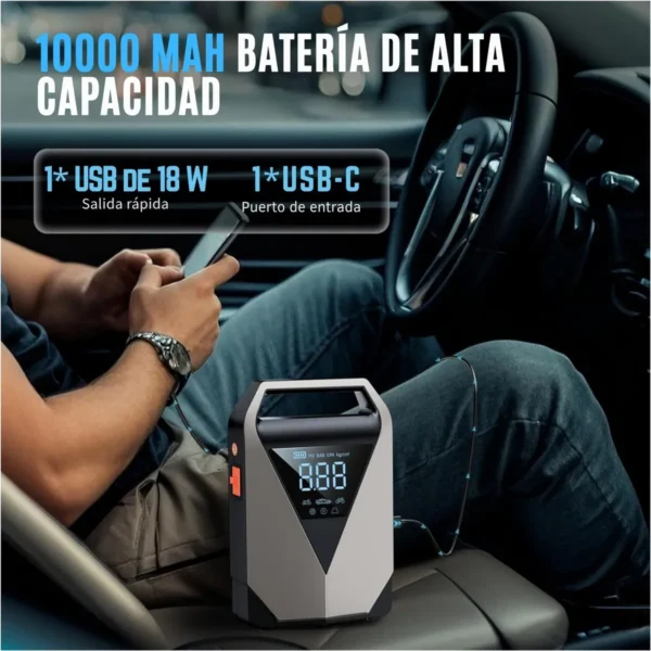 Arrancador Pro 4 en 1 + Compresor 150 PSI y Batería 10 000 mAh