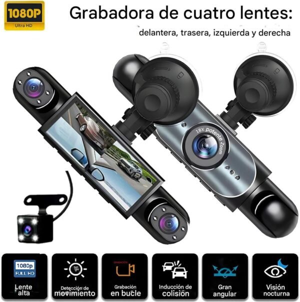 Cámara para Auto 4 Canales con Visión Integral