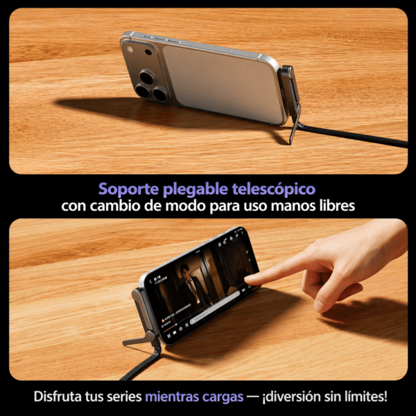 Cable Tipo C con Soporte Plegable 2 en 1