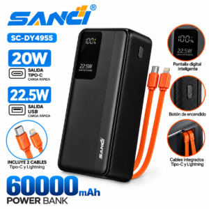 Power Bank SANCi 60000 mAh con Carga Rápida Power Bank 60 000 mAh - SC-DY4955